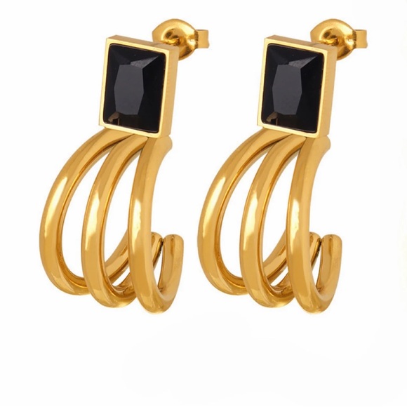 NEW💎18K Gold Statement Earrings*Zircon Earrings - Picture 4 of 4